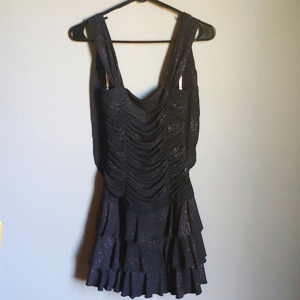 [candie's] Black Ruffle Dress with Customizable Straps
